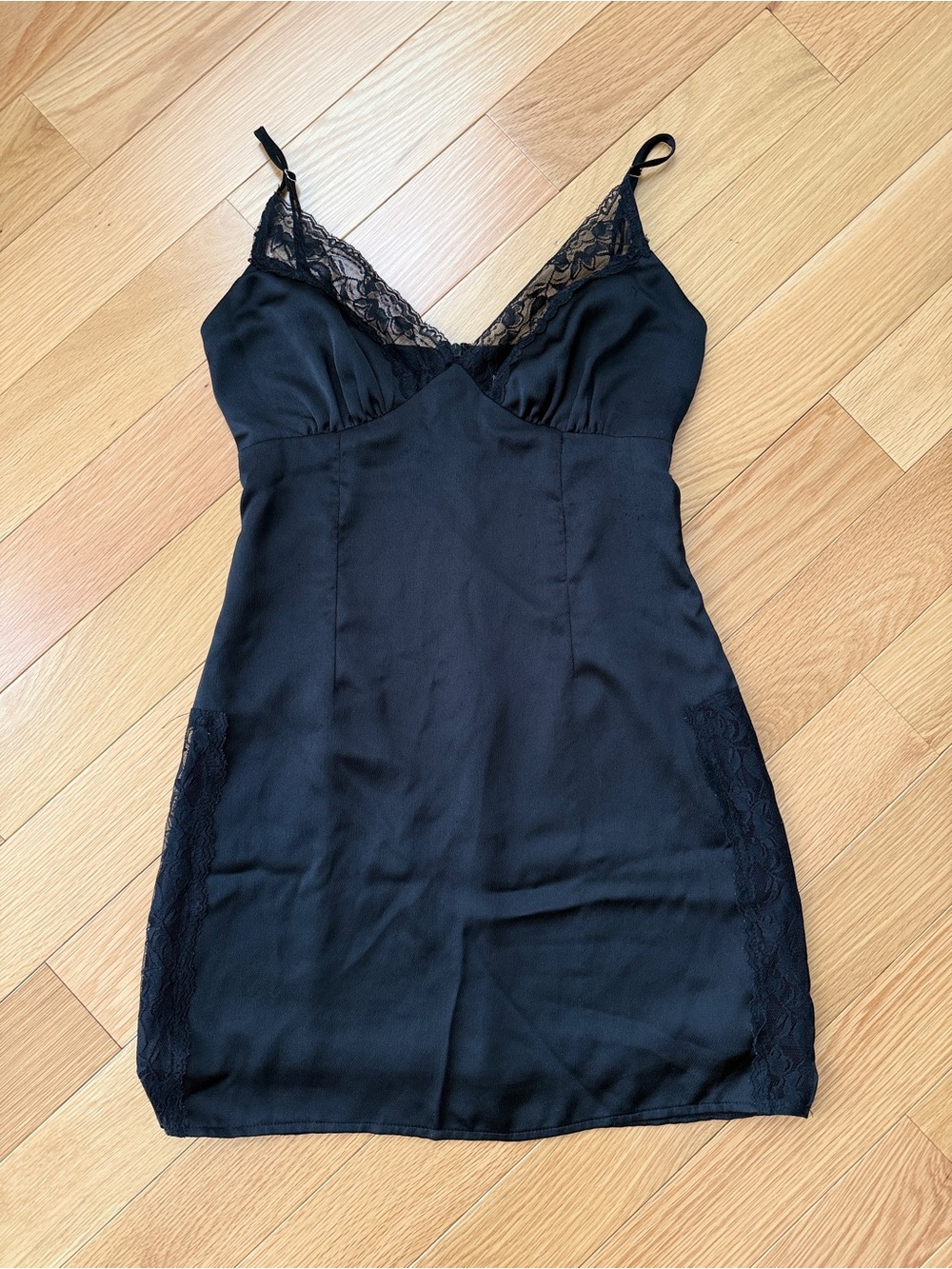 Princess Polly black satin slip mini dress